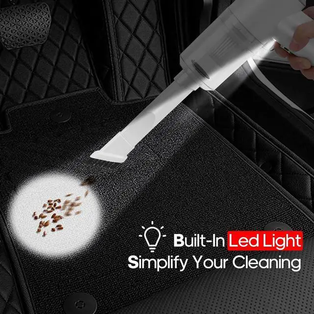 Alt view image 6 of 7 - Mini Car Vacuum Cleaner(4500 pa) Portable Cordless Rechargeable,Tiny Handheld Vacuum, Computer Hand Vacuum for Keyboard and Laptop, Mini Hand Held Vac for Car and Home /V01/White