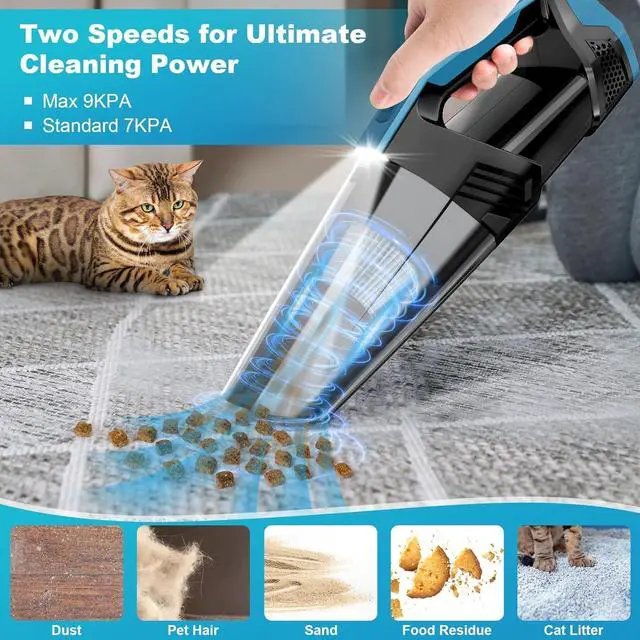 Alt view image 2 of 7 - Cordless Car Vacuum Lightweight High Power Handheld Vacuum Cleaner with LED Light, Hand Vacuum for Car Home Office and Pet Hair, BlackBlue