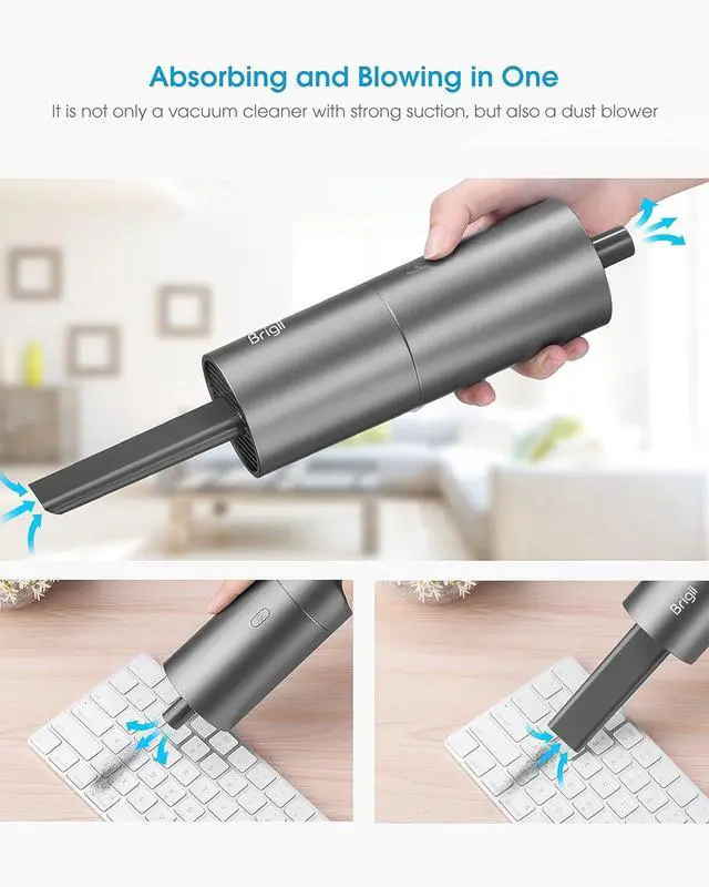 Alt view image 3 of 6 - Brigii Mini Vacuum Cleaner,Small Handheld Vacuum Cordless USB Rechargeable,Dust Buster and Blower 2 in 1, Easy to Clean Desktop, Keyboard, Drawer, Car Interior and Other Crevices, Small Spaces-Y120