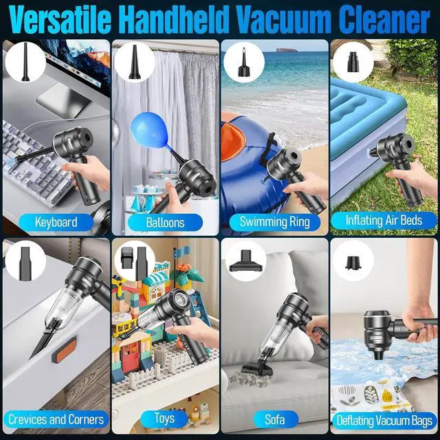 Alt view image 3 of 6 - BOITLIFE Handheld Car Vacuum Cleaner Cordless,18000PA High Power Portable Vacuum Cleaner&Air Duster,3 Gear,7 in 1 Small Vacuum Cleaner Rechargeable,Mini Hand Held Vacuum for Car Home Office Keyboard