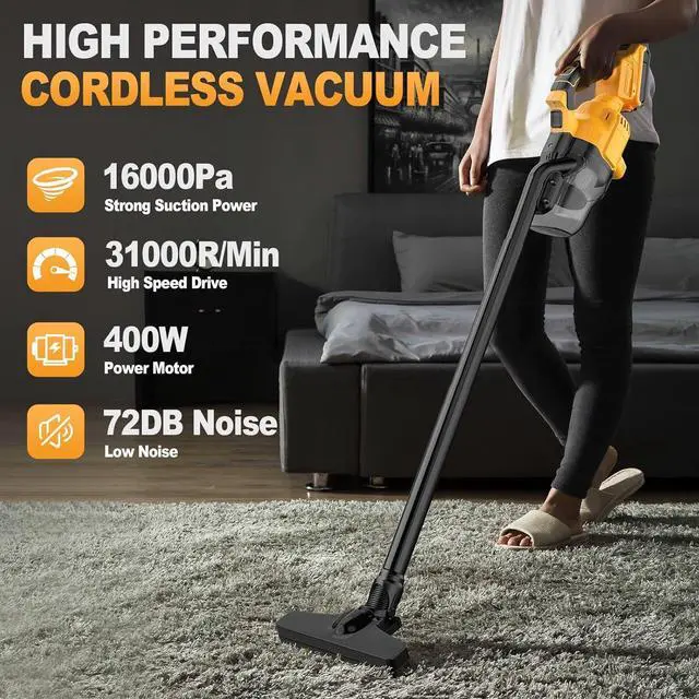 Alt view image 2 of 7 - Cordless Vacuum for Dewalt 20V Battery, Portable Handheld Vacuum Cleaner with 2 HEPA Filter, 4 Multi Nozzle, Power Shop Vacuum for Home, Car, Floor, Carpet (Battery Not Included)