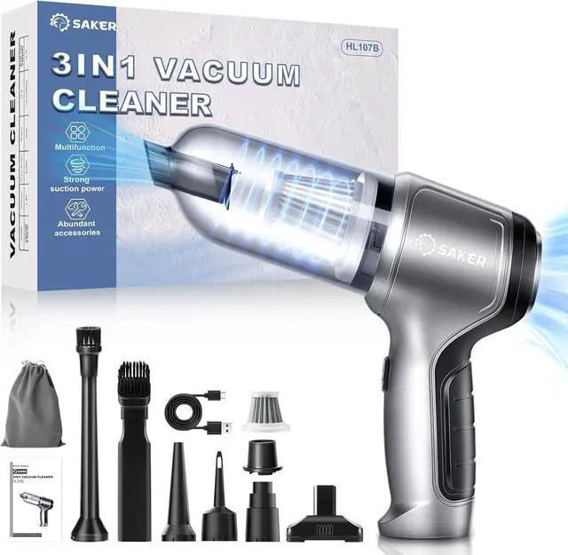 Main image of Saker Car Vacuum Portable Cordless 3 in 1 Handheld Car Vacuum 15000PA High Power with Brushless Motor and TypeC for Cars,Office,Home Cleaning HL107B