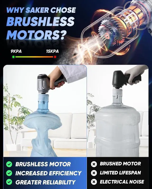 Alt view image 2 of 7 - Saker Car Vacuum Portable Cordless 3 in 1 Handheld Car Vacuum 15000PA High Power with Brushless Motor and TypeC for Cars,Office,Home Cleaning HL107B