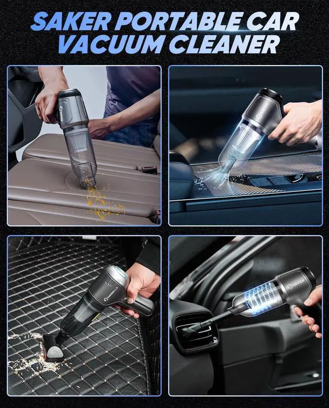 Alt view image 3 of 7 - Saker Car Vacuum Portable Cordless 3 in 1 Handheld Car Vacuum 15000PA High Power with Brushless Motor and TypeC for Cars,Office,Home Cleaning HL107B