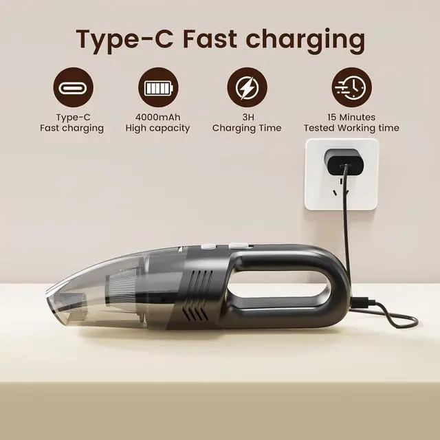 Alt view image 3 of 7 - Roaringkitty S3Pro Handheld Vacuum Cleaner - Reliable Cleaning Power with Convenient Accessories,Stylish and Lightweight for Effortless Cleaning, Perfect for Busy Women Home and Car (Black, Medium)
