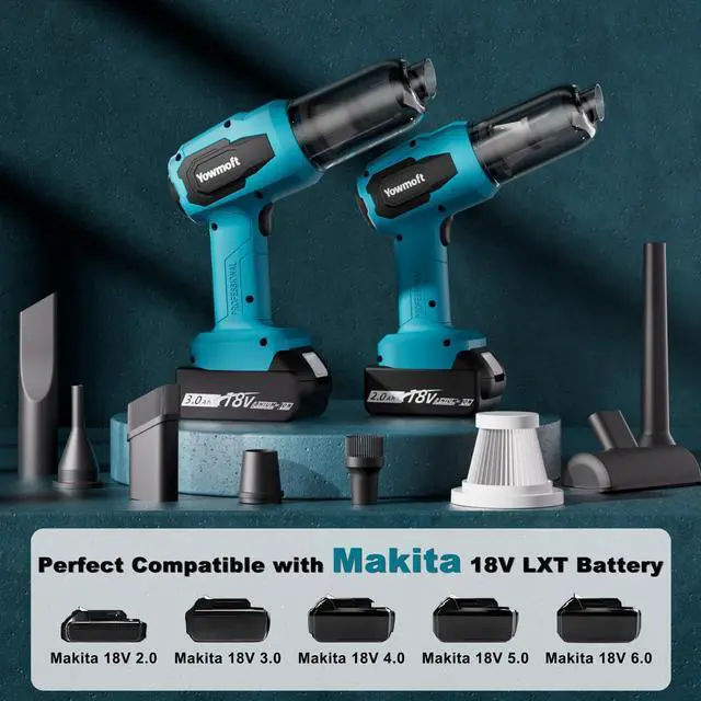 Alt view image 4 of 7 - 3 in 1 Handheld Car Vacuum Compatible with Makita 18V Battery with 21000pa Strong Suction, Handheld Vacuum Cordless & Blower with 200W Brushless Motor, Mini Vacuum Cleaner for Car, Home (No Battery)