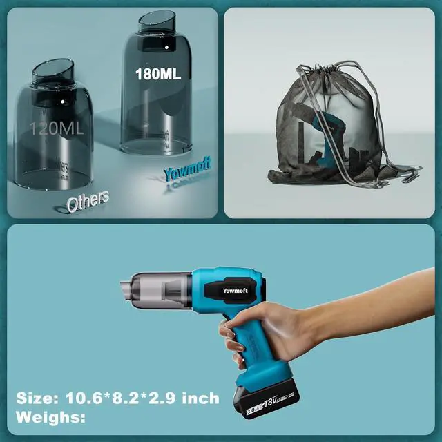 Alt view image 6 of 7 - 3 in 1 Handheld Car Vacuum Compatible with Makita 18V Battery with 21000pa Strong Suction, Handheld Vacuum Cordless & Blower with 200W Brushless Motor, Mini Vacuum Cleaner for Car, Home (No Battery)