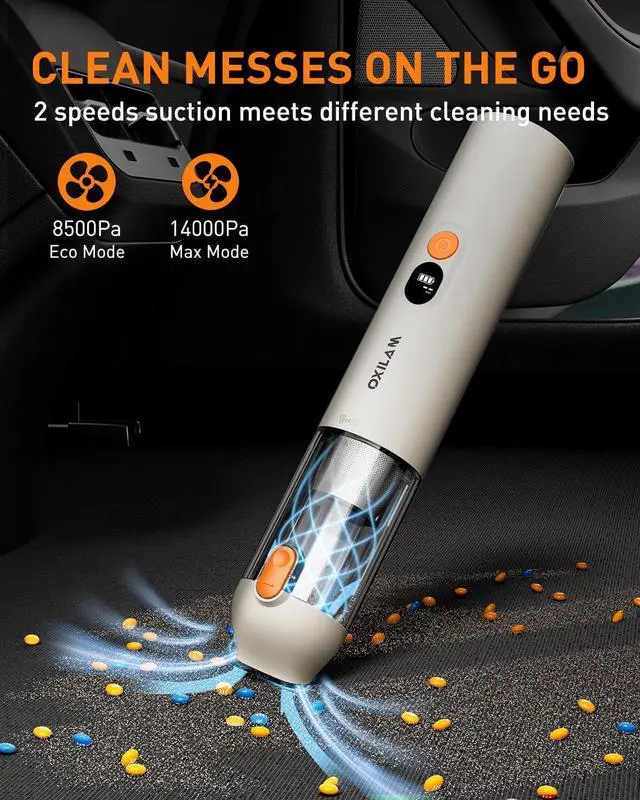 Alt view image 3 of 7 - OXILAM 4 in 1 Car Vacuum - Handheld Vacuum 14000PA High Power, Portable Cordless Small Vacuum, Blow & Suction 2 in 1, Up to 30 Mins Runtime, Multi-Nozzles, Vacuum Cleaner for Home, Pet, Car, Office