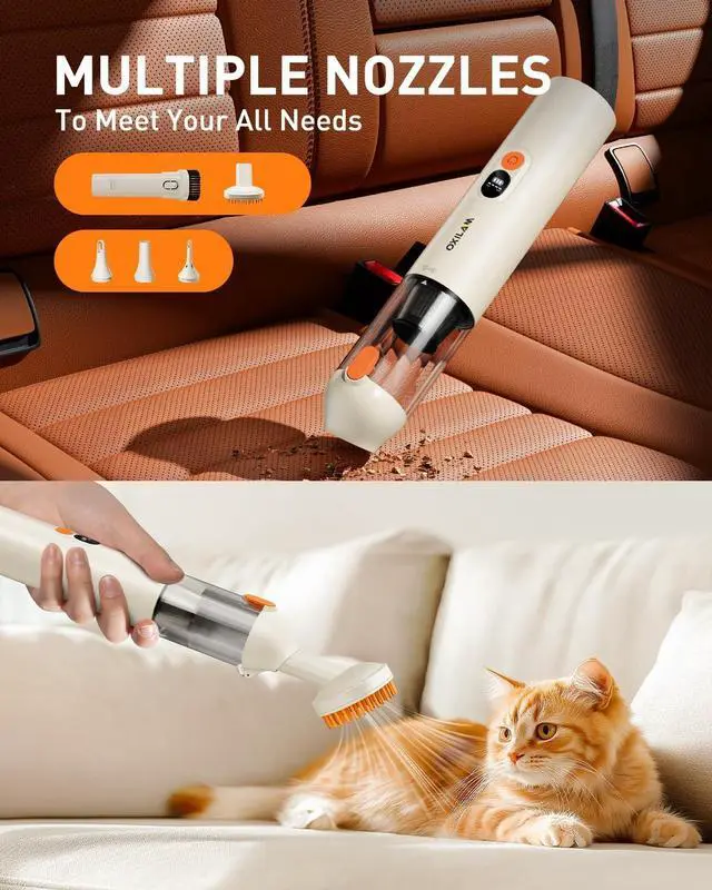 Alt view image 4 of 7 - OXILAM 4 in 1 Car Vacuum - Handheld Vacuum 14000PA High Power, Portable Cordless Small Vacuum, Blow & Suction 2 in 1, Up to 30 Mins Runtime, Multi-Nozzles, Vacuum Cleaner for Home, Pet, Car, Office
