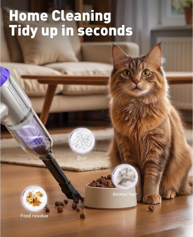 Alt view image 4 of 7 - Handheld Car Vacuum Cleaner Cordless with Brushless Motor, 21000PA High Power Mini Air Duster, 7 in 1 Keyboard Portable Vacuum Cleaner Dual Filters for Car, Home, Office, Pet