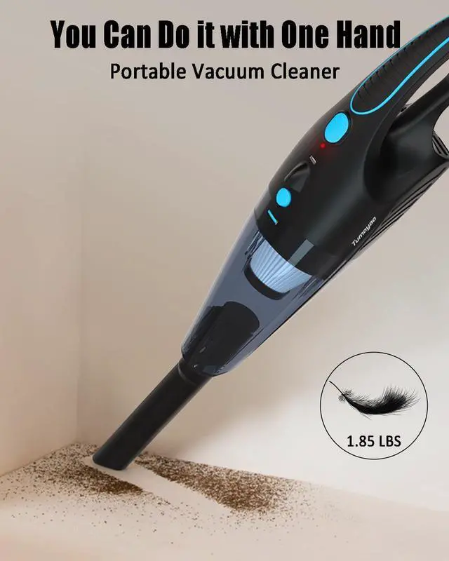 Alt view image 2 of 5 - Handheld Vacuum Cordless, 21000Pa Strong Suction with LED Light,1.85lbs Portable Small Car Vac, Cordless Handheld Vacuum Cleaner for Car, Office, Pet Hair