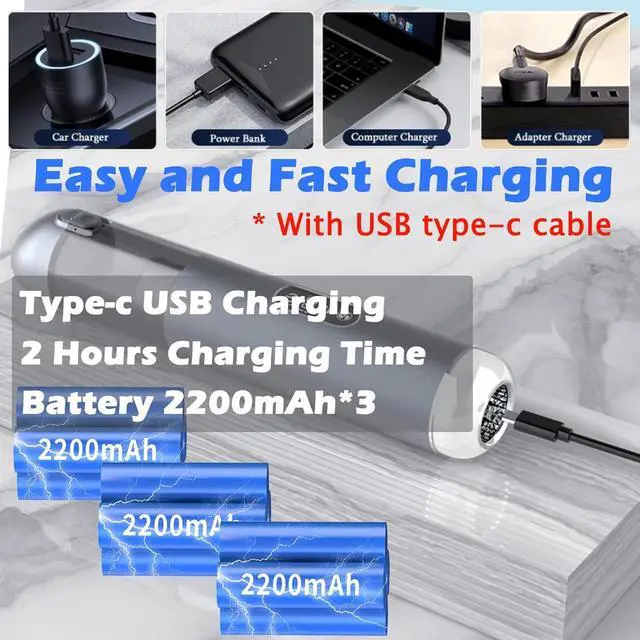 Alt view image 3 of 6 - TEZILON Car Vacuum Cleaner 18000Pa Powerful Suction HEPA Filter, Portable Cordless Handheld Vacuum Vehicle Home with LED Display Air Duster Rechargeable Lightweight Multi-Nozzles for Pet Hair Keyboard
