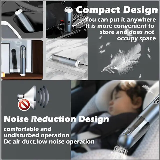 Alt view image 6 of 6 - TEZILON Car Vacuum Cleaner 18000Pa Powerful Suction HEPA Filter, Portable Cordless Handheld Vacuum Vehicle Home with LED Display Air Duster Rechargeable Lightweight Multi-Nozzles for Pet Hair Keyboard