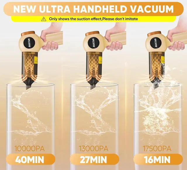 Alt view image 2 of 7 - Handheld Vacuum Cleaner Cordless - 18000PA Strong Suction Rechargeable, 3-Speed Adjustable Portable Mini Dust Buster for Pet Hair, Car Detailing, Home, Office & Car Cleaning