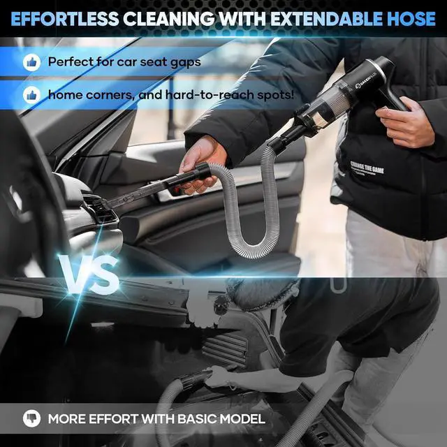 Alt view image 3 of 7 - Hand Held Car Vacuum Cordless, 20000PA High Power Handheld Portable Vacuum & Air Duster for Car Home, 4-in-1 Mini Vacuum Cleaner with LED Display - Vacuuming, Blowing, Inflating & Deflating