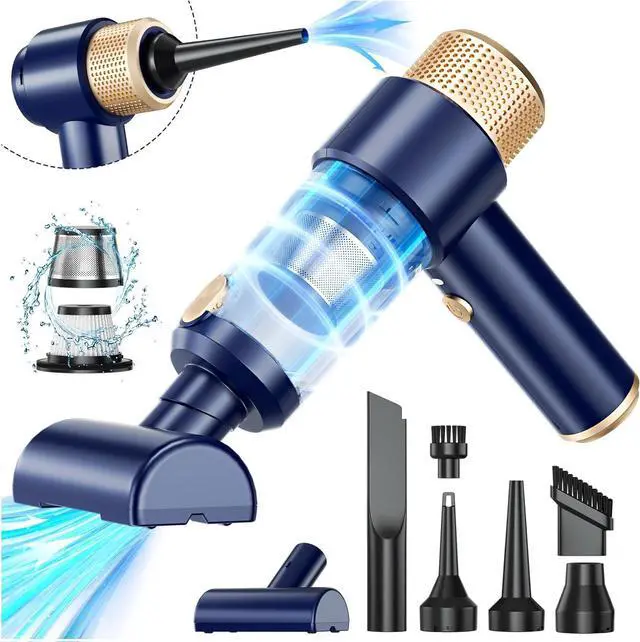 Main image of Dealswin Handheld Vacuum Cleaner Cordless, 4 in 1 Car Vacuum Cleaner Portable Air Duster with LED Light Multi-Nozzles 15000Pa Hand held Vacuum for Car Home Office Pet (Blue)