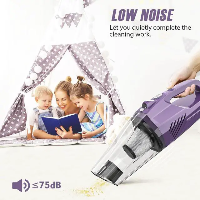 Alt view image 6 of 7 - Handheld Vacuum Cordless - Car Vacuum Portable & Small Vacuum Cleaner with 6KPa Suction, USB Vacuum Cordless Rechargeable, HEPA Filter, LED Light for Pet Hair, Home, Car, Office - Includes Accessories