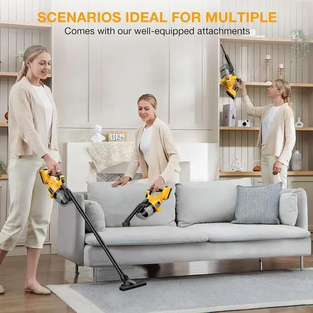 Alt view image 2 of 7 - Cordless Vacuum for Dewalt 20V Battery, Handheld Vacuum Cleaner with Washable HEPA Filter, Powerful Suction Cleaner for Car, Carpets, Furniture (Battery Not Included)