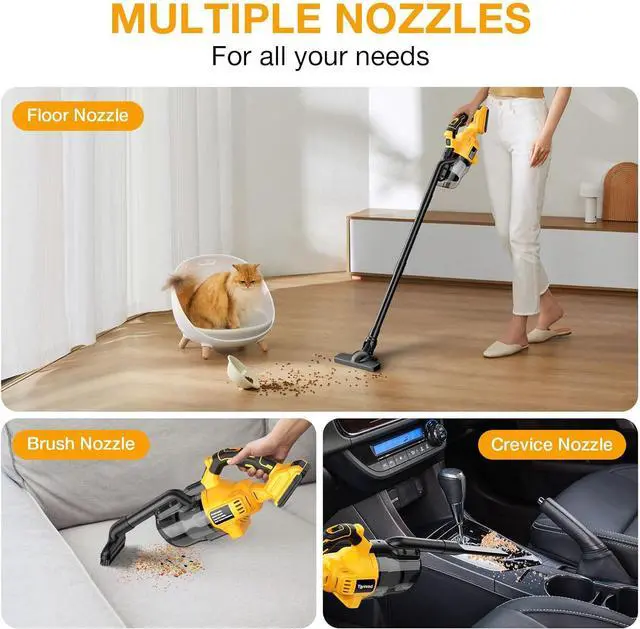 Alt view image 6 of 7 - Cordless Vacuum for Dewalt 20V Battery, Handheld Vacuum Cleaner with Washable HEPA Filter, Powerful Suction Cleaner for Car, Carpets, Furniture (Battery Not Included)