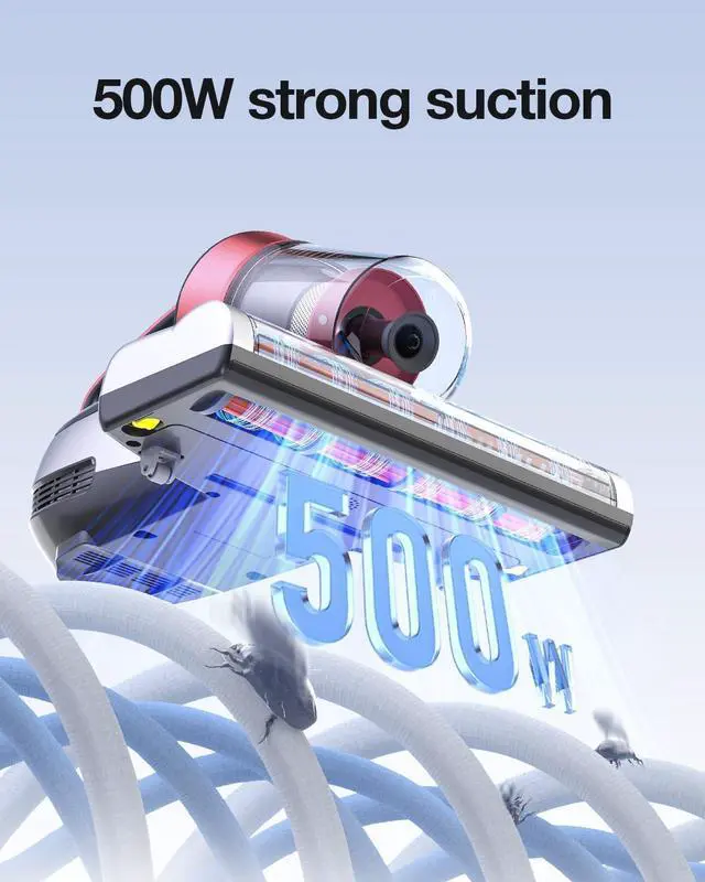 Alt view image 2 of 6 - Jimmy Mattress Vacuum Cleaner, Bed Vacuum Cleaner with UV-C Light & Ultrasonic, 15Kpa Suction 500W Powerful Handheld Vacuums for Dust & Pet Hair with HEPA (BX5 Pro, Corded)