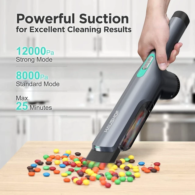 Alt view image 2 of 7 - HAUSHOF Handheld Vacuum Cordless, 120W Brushless Motor, lightweight, Portable, Fast-Charging Hand Vac with 12000Pa Powerful Suction and Multifunctional Attachments, Ideal for Home, Office, Pet and Car