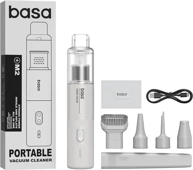 Main image of BASA Handheld Car Vacuum Cleaner, 12000Pa 4-in-1 Cordless Vacuum Cleaner and Air Duster, Mini Portable Vacuum with 25-Min Runtime, HEPA Filter and Multi-Nozzles for Car, Home, Office, Pet