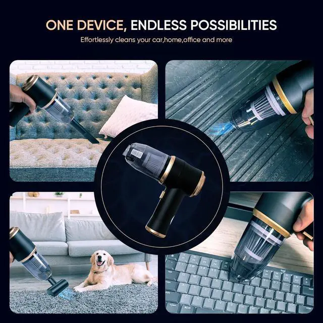 Alt view image 6 of 7 - ThomasWorth Handheld Vacuum Cleaner for Car with Strong 15000Pa Suction, 3-in-1 Mini Car Vacuum Cordless Rechargeable with 120W Motor Air Duster and Pump for Deep Cleaning Anywhere