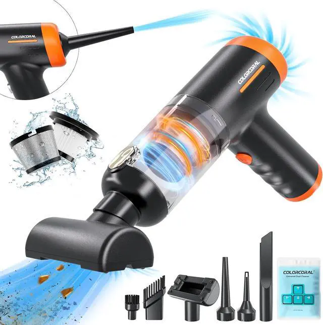 Main image of COLORCORAL Handheld Vacuum Cordless Rechargeable 16000Pa High Power Car Vacuum Portable with Brushless Motor, 4 in 1 Portable Vacuum Cleaner with Cleaning Gel for Home, Car and Office