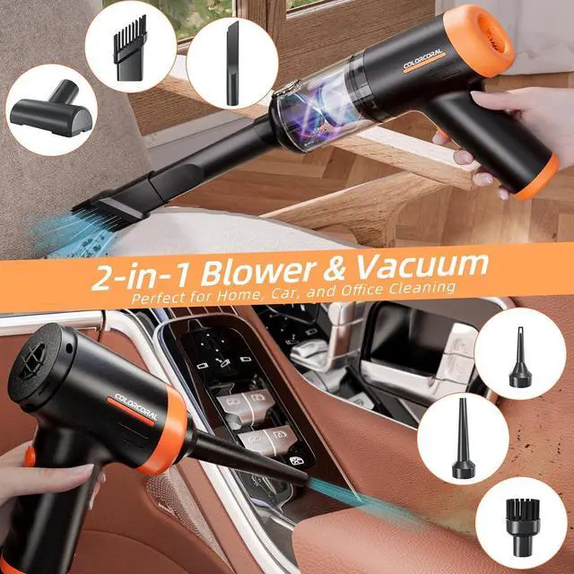 Alt view image 3 of 7 - COLORCORAL Handheld Vacuum Cordless Rechargeable 16000Pa High Power Car Vacuum Portable with Brushless Motor, 4 in 1 Portable Vacuum Cleaner with Cleaning Gel for Home, Car and Office