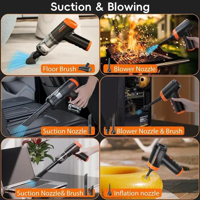 Alt view image 4 of 7 - COLORCORAL Handheld Vacuum Cordless Rechargeable 16000Pa High Power Car Vacuum Portable with Brushless Motor, 4 in 1 Portable Vacuum Cleaner with Cleaning Gel for Home, Car and Office