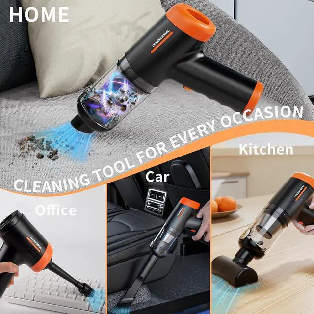 Alt view image 5 of 7 - COLORCORAL Handheld Vacuum Cordless Rechargeable 16000Pa High Power Car Vacuum Portable with Brushless Motor, 4 in 1 Portable Vacuum Cleaner with Cleaning Gel for Home, Car and Office