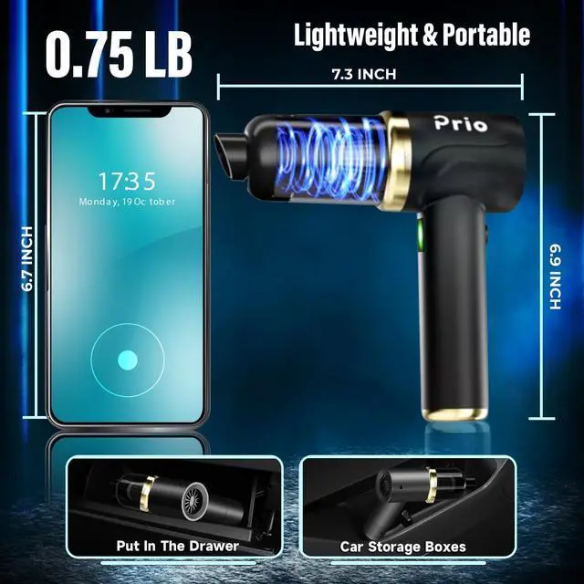 Alt view image 2 of 7 - Handheld Portable Car Vacuum Cleaner, 12000PA High Suction Power, 4 in 1 Mini Vacuum Cleaner with LEDs for Car, Home, Office, Pet