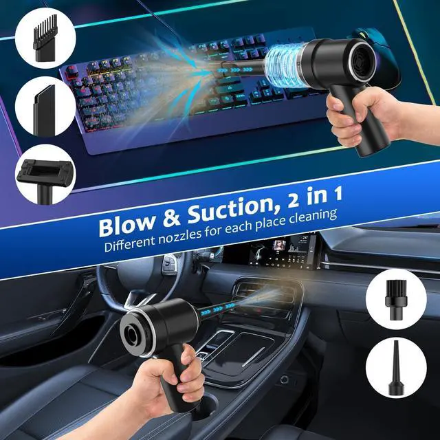 Alt view image 3 of 7 - Handheld Vacuum Cordless Rechargeable, 13000pa Car Vacuum Portable Cordless, Type-C Lightweight Mini Handheld Vacuum Cleaner, High Power Car Vacuum Cleaner with LED Light for Car Home Pet Hair (Black)