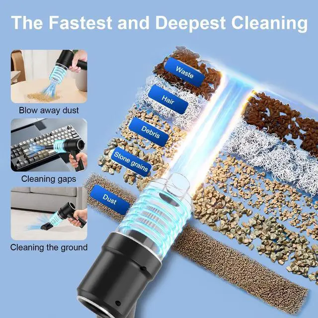 Alt view image 4 of 7 - Handheld Vacuum Cordless Rechargeable, 13000pa Car Vacuum Portable Cordless, Type-C Lightweight Mini Handheld Vacuum Cleaner, High Power Car Vacuum Cleaner with LED Light for Car Home Pet Hair (Black)
