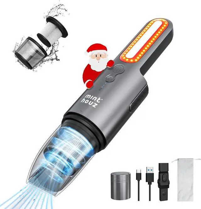 Main image of Minthouz Handheld Car Vacuum Cleaner, Mini Portable & Rechargeable Cordless Dustbuster, Small Air Duster with 6KPa Powerful Suction, USB C Charging, Quick Detailing Car Interior/Home/Keyboard