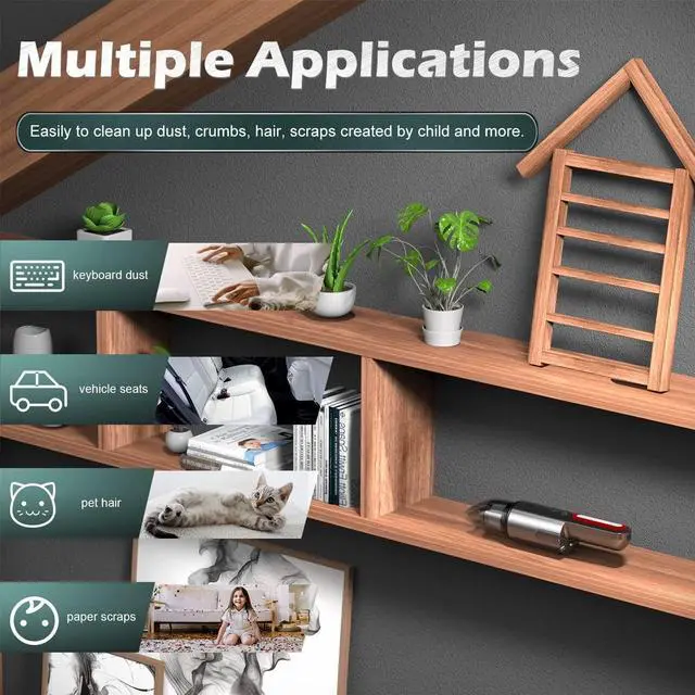 Alt view image 4 of 7 - Minthouz Handheld Car Vacuum Cleaner, Mini Portable & Rechargeable Cordless Dustbuster, Small Air Duster with 6KPa Powerful Suction, USB C Charging, Quick Detailing Car Interior/Home/Keyboard