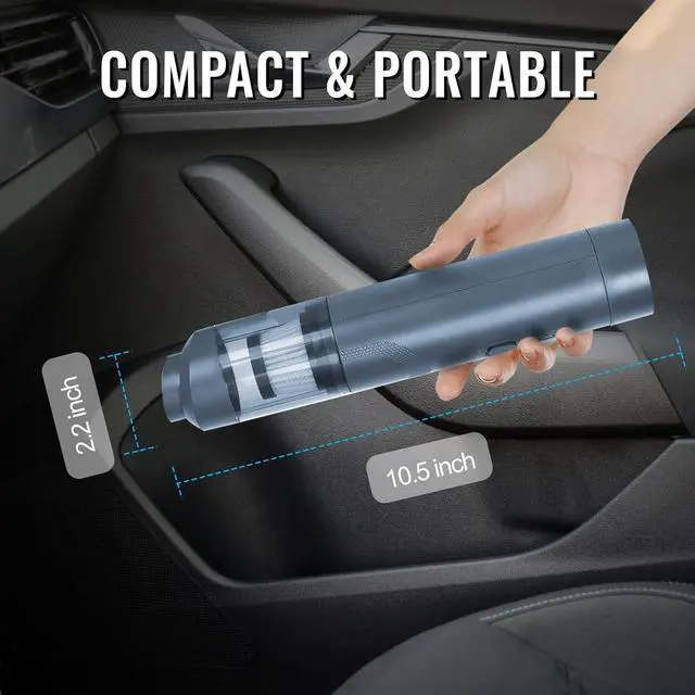 Alt view image 2 of 7 - Handheld Vacuum, 13000Pa Cordless Vacuum, 120W High Power Dry Car Vacuum Cleaner with Multi-Nozzles, Compact Mini Home for Office Pet