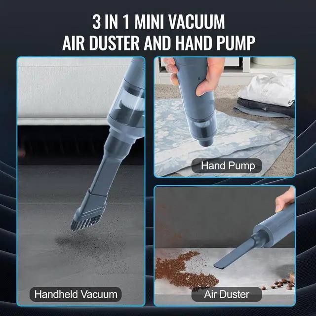 Alt view image 5 of 7 - Handheld Vacuum, 13000Pa Cordless Vacuum, 120W High Power Dry Car Vacuum Cleaner with Multi-Nozzles, Compact Mini Home for Office Pet