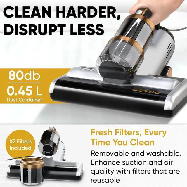 Alt view image 5 of 6 - Mattress Vacuum BED CLEANER with UV-C LIGHT, 14kPa Suction, DUAL FILTERS & Dual Rollers, Furniture Handheld Vacuum Cleaner Dust Sensor, CORDED HANDHELD VACUUM for SOFA, Fabric & PET HAIR