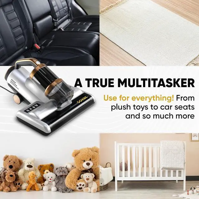 Alt view image 6 of 6 - Mattress Vacuum BED CLEANER with UV-C LIGHT, 14kPa Suction, DUAL FILTERS & Dual Rollers, Furniture Handheld Vacuum Cleaner Dust Sensor, CORDED HANDHELD VACUUM for SOFA, Fabric & PET HAIR