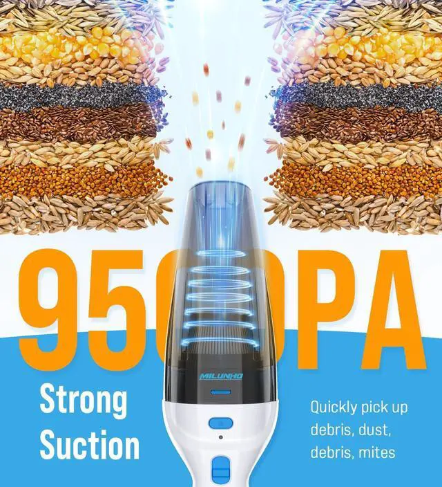 Alt view image 2 of 6 - Powerful Handheld Vacuum Cordless, 9500PA Rechargeable Car Vacuum Portable Cordless, Lightweight & Portable Mini Handheld Vacuum Cleaner with Large-Capacity Battery for Car/Home/Pet