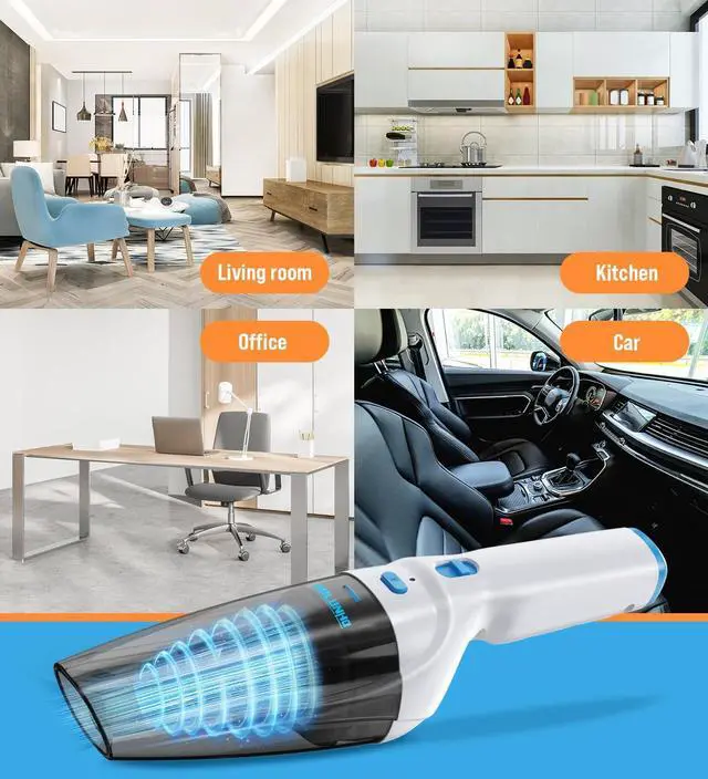 Alt view image 6 of 6 - Powerful Handheld Vacuum Cordless, 9500PA Rechargeable Car Vacuum Portable Cordless, Lightweight & Portable Mini Handheld Vacuum Cleaner with Large-Capacity Battery for Car/Home/Pet