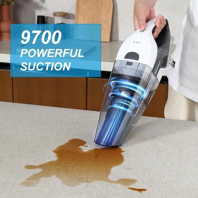 Alt view image 2 of 6 - 9700Pa Handheld Vacuum Cordless, 100W Portable Car Vacuum, Wet Dry Hand Held Vacuum, Lightweight Low-Noise Washable HEPA Filter Vacuum Cleaner for Car/Home/Pet/Office