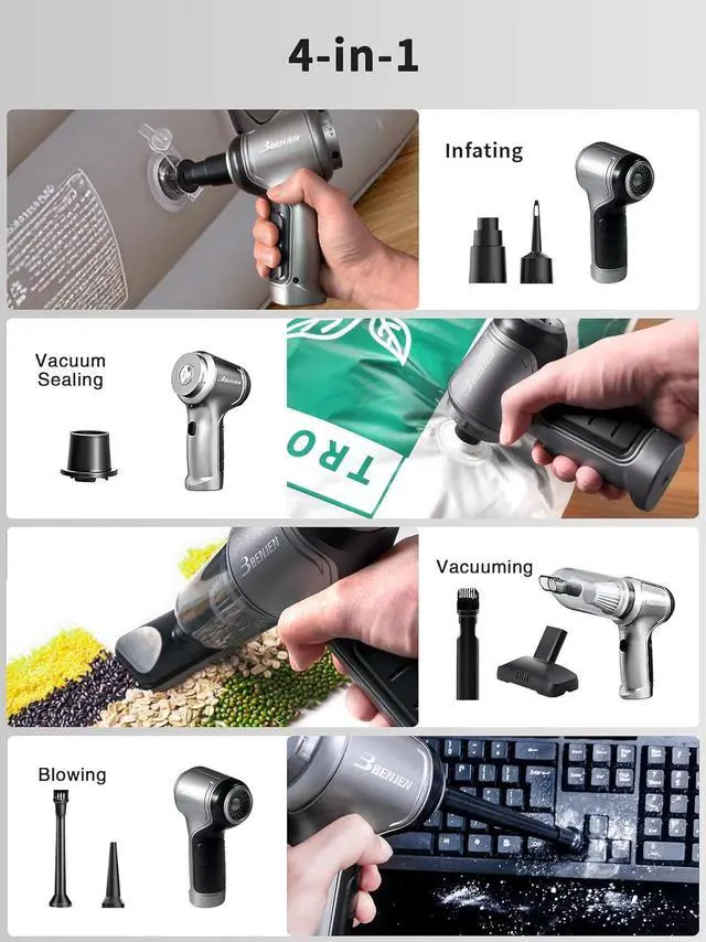 Alt view image 2 of 7 - BENJEN Mini Car Vacuum Cleane, 15000 PA High Power with Brushless Motor, for Car, Office & Home Cleaning