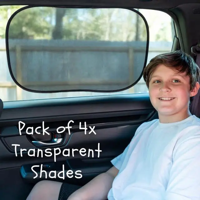 Alt view image 3 of 7 - Kinder Fluff Shuttle Van Window Sunshade (4-Pack) - Extra Large Transparent Sun Shade for Passenger Van Window - Certified 99.9% UV Block, Patented Design, Moms Choice Gold Award - Light Shades XL