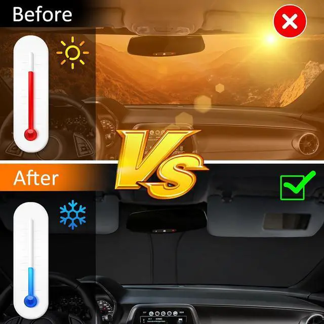 Alt view image 5 of 6 - D-Lumina Winshield Sun Shade for Chevy Camaro 2016 2017 2018 2019 2020 2021 2022 2023, Foldable Front Sun Shield Protector Blocks UV Rays, 6th Gen Camaro Window Sunshade Sun Visor Interior Accessory