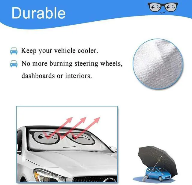 Alt view image 2 of 7 - HOMEYA Car Windshield Sunshade, Cartoon Panda Auto Sun Shade Foldable Sun Visor Protector UV Ray Reflector Shield to Keep Vehicle Cool & Damage Free Protect Kids Baby & Pets (59 x33.5 Inch) (Eye)