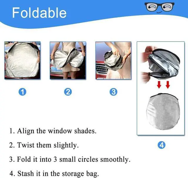 Alt view image 4 of 7 - HOMEYA Car Windshield Sunshade, Cartoon Panda Auto Sun Shade Foldable Sun Visor Protector UV Ray Reflector Shield to Keep Vehicle Cool & Damage Free Protect Kids Baby & Pets (59 x33.5 Inch) (Eye)