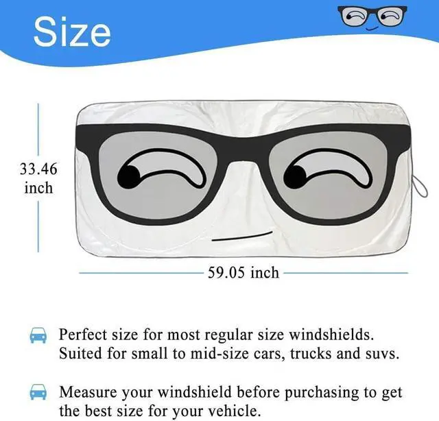 Alt view image 6 of 7 - HOMEYA Car Windshield Sunshade, Cartoon Panda Auto Sun Shade Foldable Sun Visor Protector UV Ray Reflector Shield to Keep Vehicle Cool & Damage Free Protect Kids Baby & Pets (59 x33.5 Inch) (Eye)