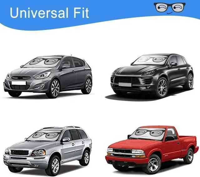 Alt view image 7 of 7 - HOMEYA Car Windshield Sunshade, Cartoon Panda Auto Sun Shade Foldable Sun Visor Protector UV Ray Reflector Shield to Keep Vehicle Cool & Damage Free Protect Kids Baby & Pets (59 x33.5 Inch) (Eye)